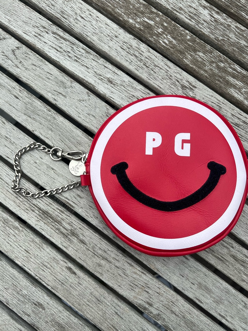 Pearly Gates red Smiley Coin Purse/golf accessories with Chain - PG Logo